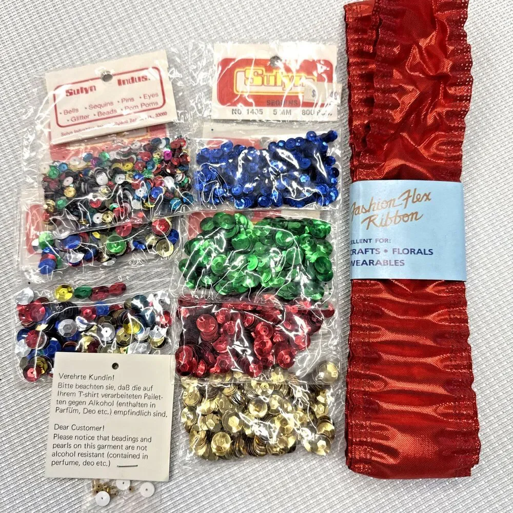 Vintage MCM Sewing Tin Lot, Buttons Thread Notions Applique Labels Ribbon, More!
